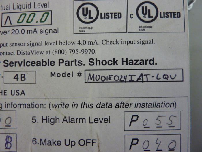 Used DISTAVIEW Liquid Level Controller MU0IE024IAT-LQV #56221
