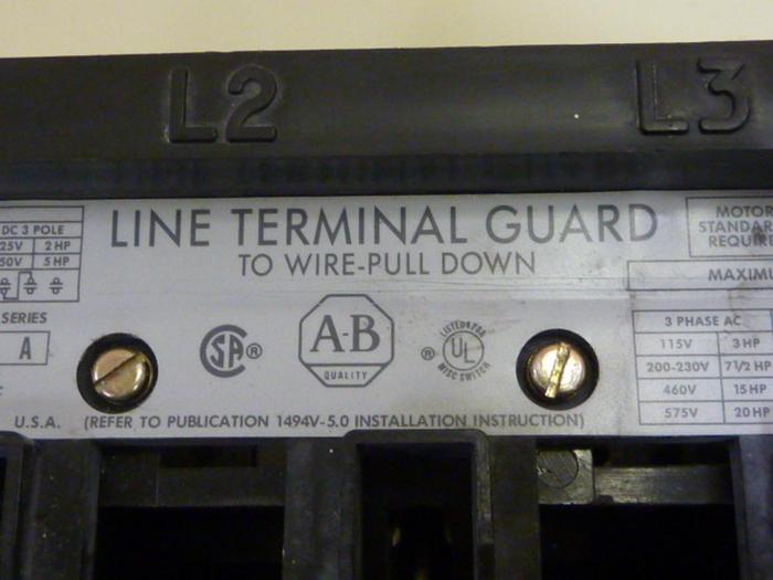 Used ALLEN BRADLEY 30 Amp Disconnect Switch 1494V-DS30 SER A #60390