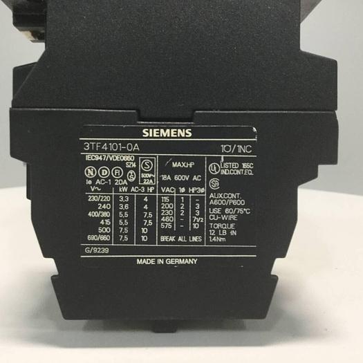 Used SIEMENS Contactor 3TF4101-0A #94208