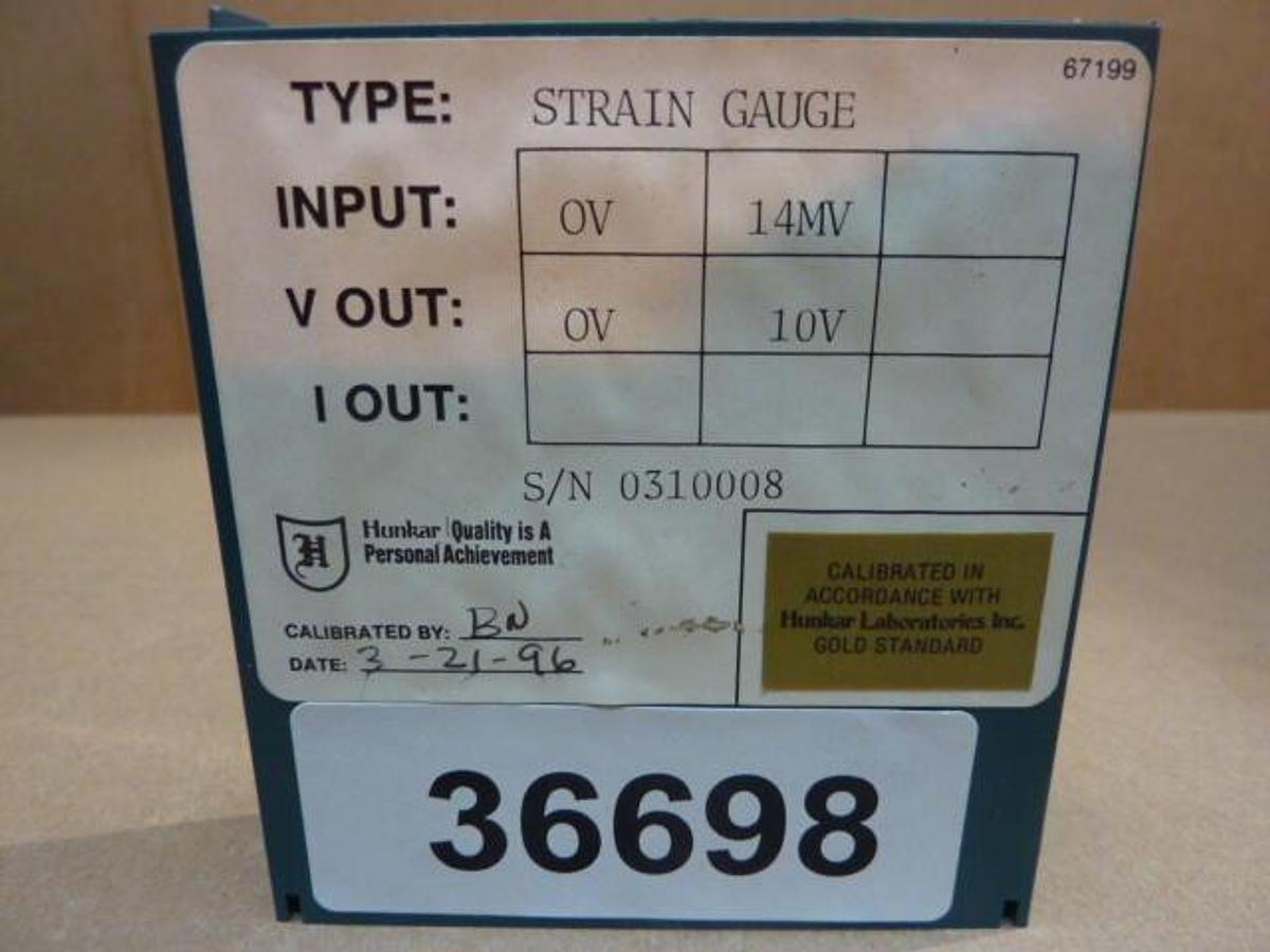 Used HUNKAR LABS Strain Gauge 60463 Used