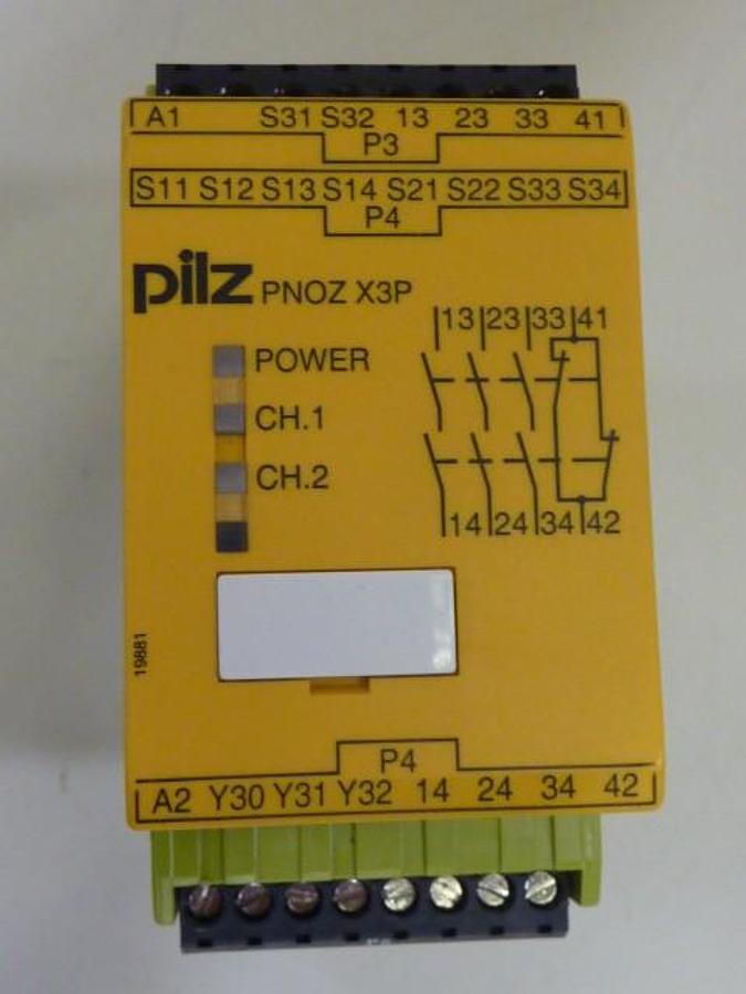 Used PILZ Safety Relay PNOZX3P24VDC24VAC3N/O1N/C1SO USED