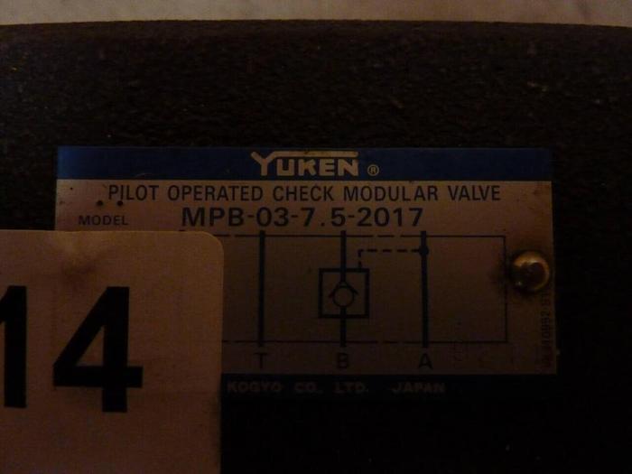 Used YUKEN Pilot Operated Check Valve MPB-03-7.5-2017 #38414