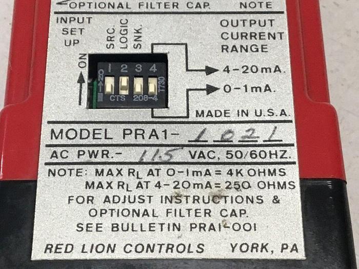 Used RED LION CONTROLS Pulse Rate Converter Relay PRA1-1021 #128314
