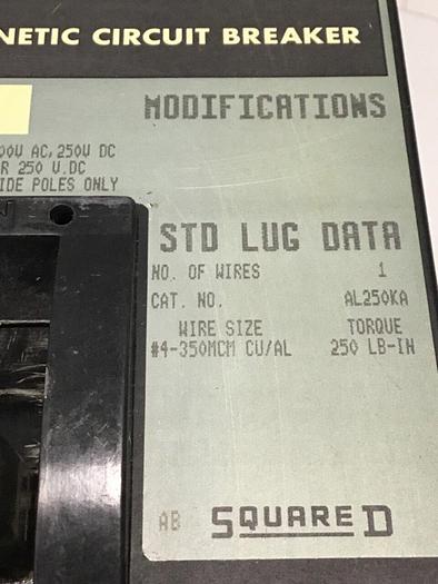 Used SQUARE D 150 Amp Circuit Breaker KAL36150 #145361