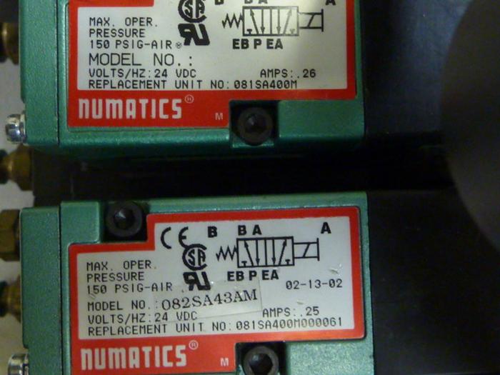 Used NUMATICS Control Block w/ Valves 082SA43AM #60110