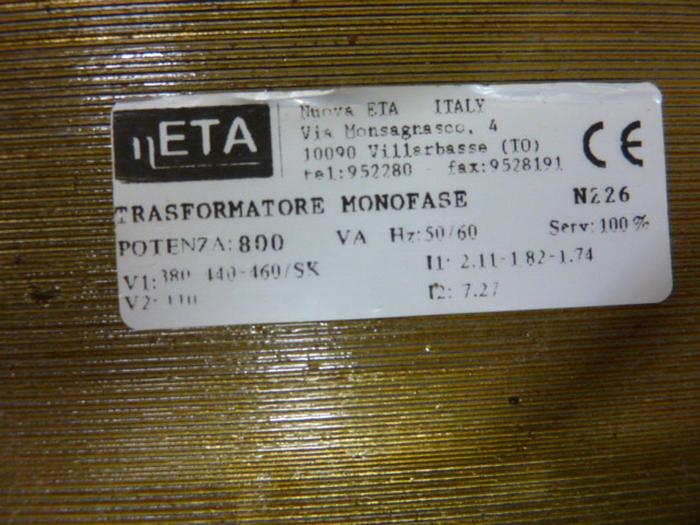 Used ETA 0.8 kVA Transformer N226 #63339