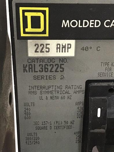 Used SQUARE D 225 Amp Circuit Breaker KAL36225 #140559