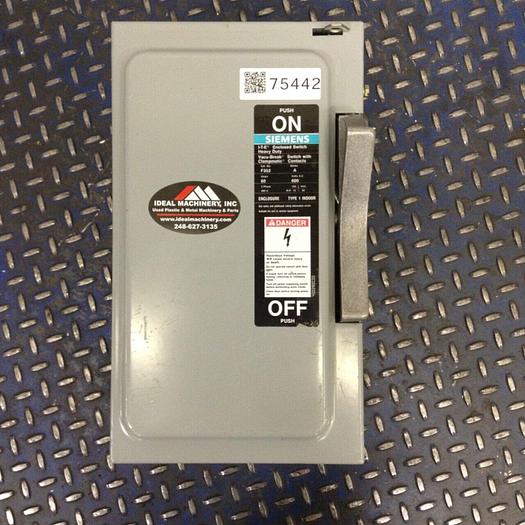 Used SIEMENS 60 Amp Safety Disconnect Switch F352 #75442