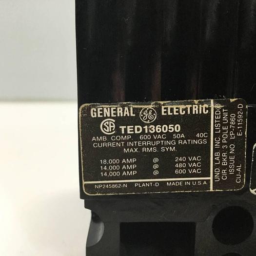 Used GE 50 Amp Circuit Breaker TED136050 #93894