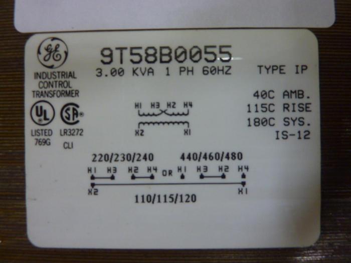 Used GENERAL ELECTRIC 3.00 kVA Transformer 9T58B0055 #57097