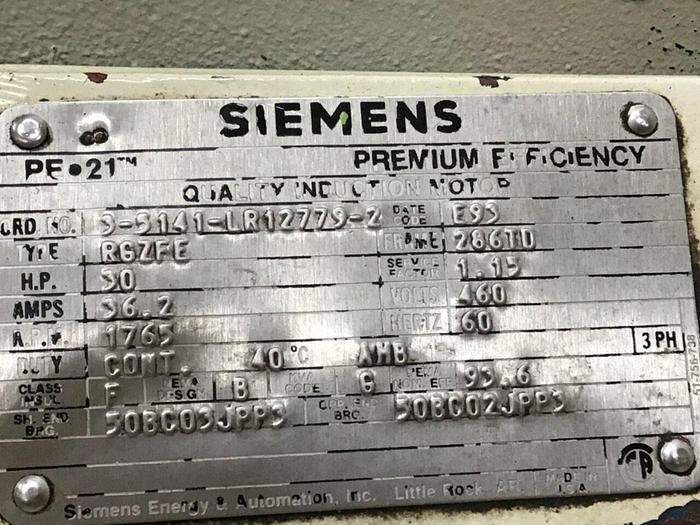 Used SIEMENS 30 HP Motor 3-5141-LR12779-2 Used