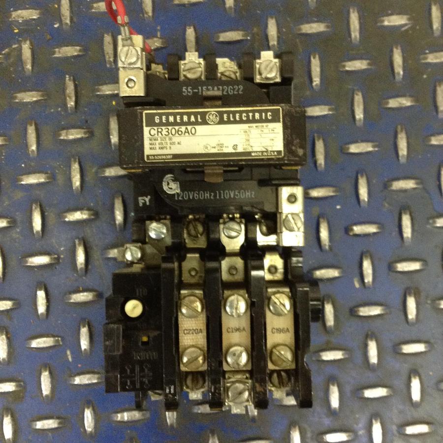 Used GENERAL ELECTRIC (G.E.) Motor Starter Size 00 CR306A0 USED