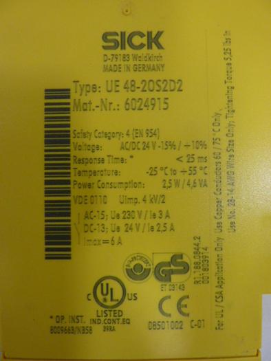 Used SICK Safety Relay UE 4820S2D2 #58665