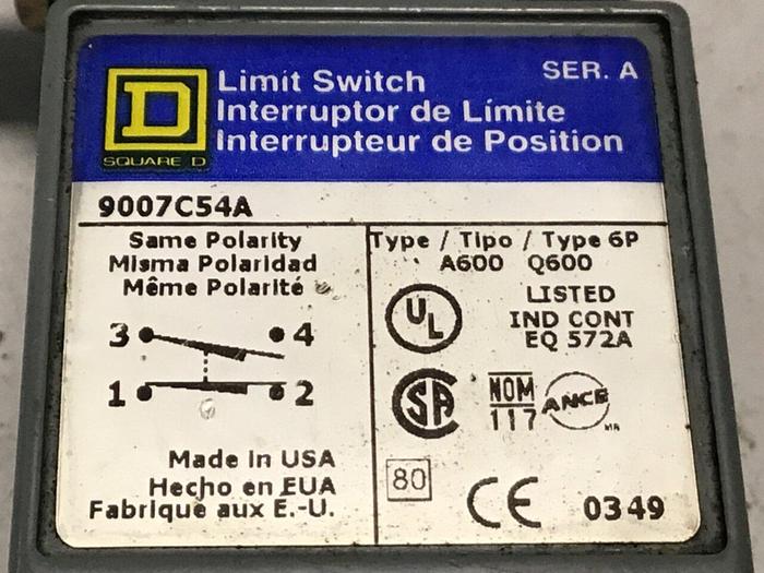 Used SQUARE D Limit Switch 9007-C54A #122143
