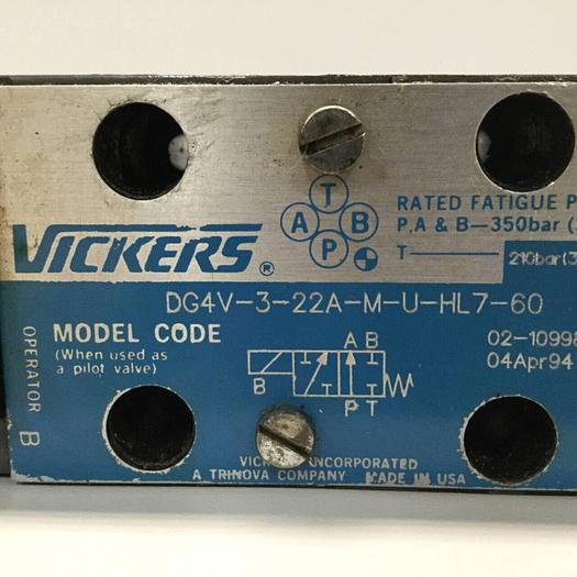 Used VICKERS Directional Hydraulic Valve DG4V322AMUHL760 Used