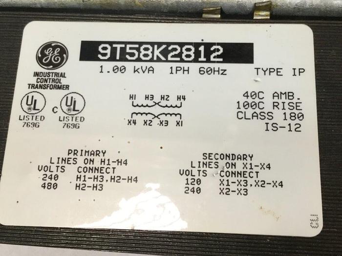 Used GENERAL ELECTRIC 1 kVA Transformer 9T58K2812 #102163