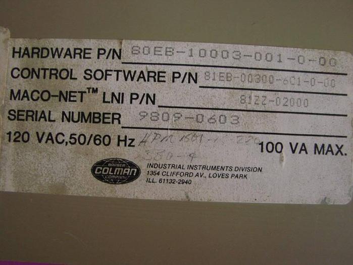 Used BARBER COLMAN Process Module MACO 8000 80EB-10003-001-0-00 Used