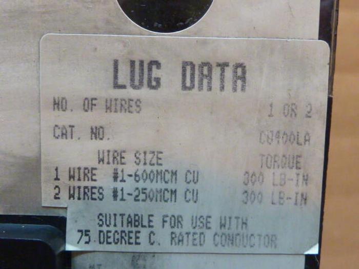 Used SQUARE D 400 Amp Circuit Breaker LAL2640036M #32126