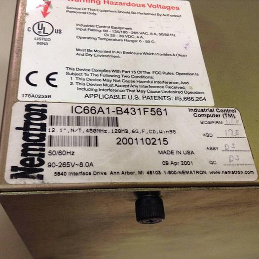 Used NEMATRON CORP Operator Interface IC66A1-B431F561 Used