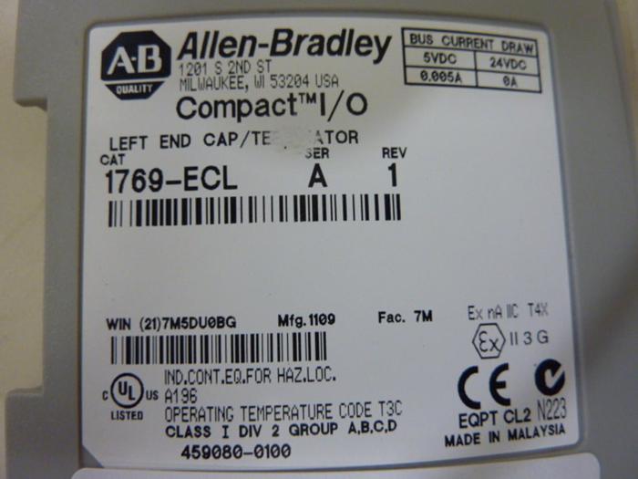 Used ALLEN BRADLEY Left End Cap 1769-ECL SER A #51990