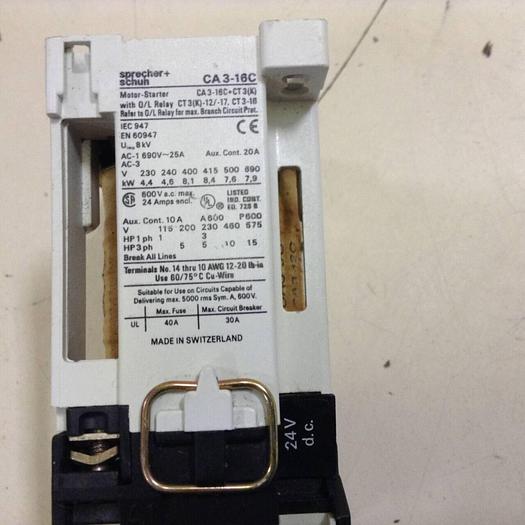 Used SPRECHER & SCHUH Motor Starter Contactor CA3-16C #88969