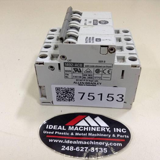 Used ALLEN BRADLEY 4 Amp Circuit Breaker 1492-CB3/G040 SER B #75153