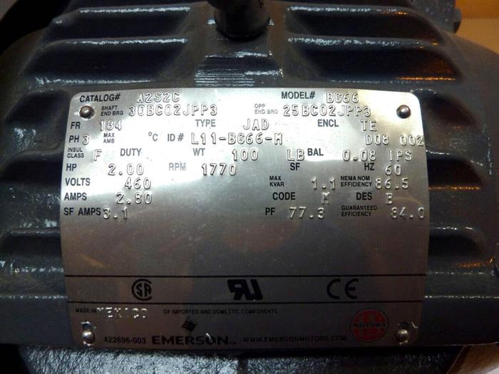 US MOTORS 2 HP Motor BG66 #26160