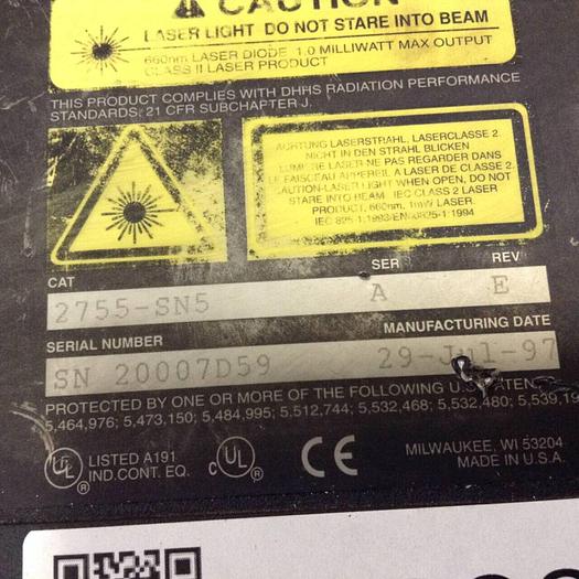 Used ALLEN BRADLEY AdaptaScan Barcode Reader 2755-SN5 SER A Used