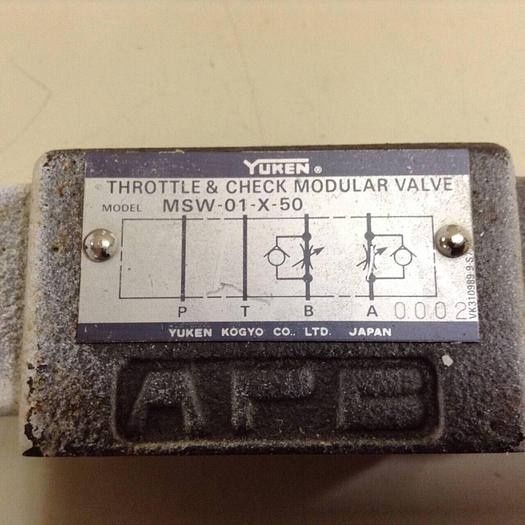Used YUKEN Throttle & Check Modular Valve MSW-01-X-50 #72544