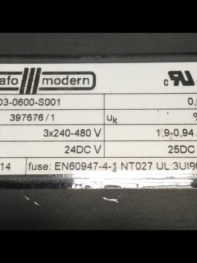 Used TRAFOMODERN 0.6 kVA Transformer NGD3-0600-S001 #107869