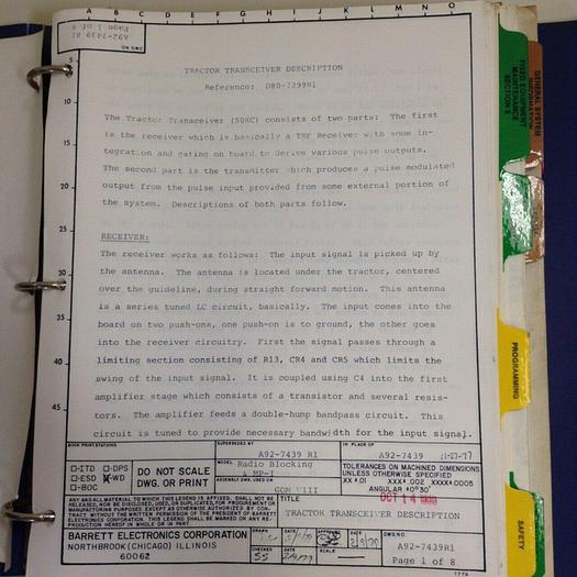 Used BARRETT ELECTRONICS Maintenance Manual MANUAL914 #70914