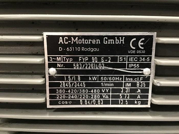 Used AC-MOTOREN 2/2.4 HP Motor FYP 90 S-2 Used