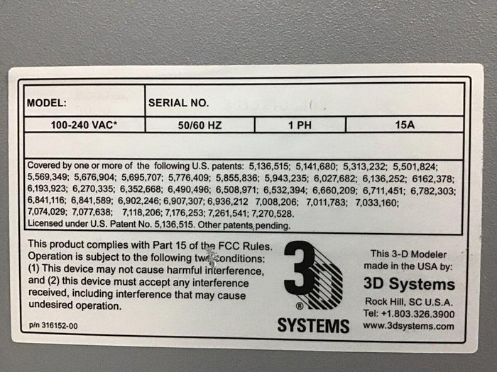 Used 3D SYSTEMS 3D Printer PROJET 5000 USED