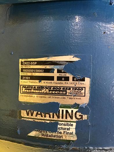 Used CONAIR FRANKLIN Insulated Drying Hopper CH22-3/SP Used #142106