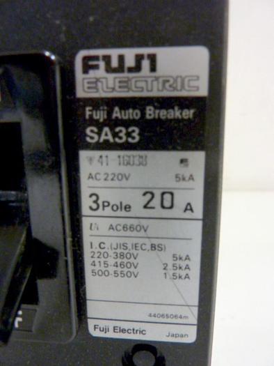 Used FUJI ELECTRIC 20 Amp Auto Circuit Breaker SA33-20 #61180