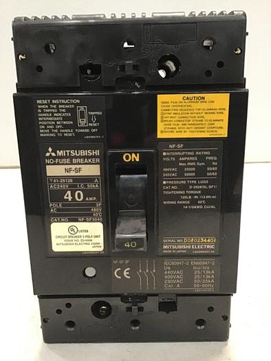 Used MITSUBISHI 40 Amp Circuit Breaker NF-SF3040 #140633