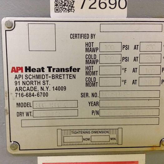 Used API Heat Transfer S66-15000-113 Used