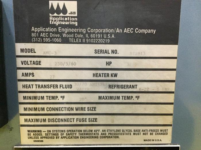 Used AEC 3 Ton Air Cooled Chiller AMC-3 Used