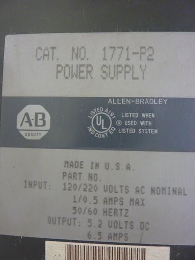 Used ALLEN BRADLEY Power Supply 1771-P2 #69206
