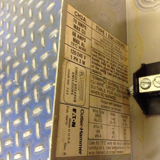 Used CUTLER HAMMER Circuit Breaker Load Center CH2A #82893