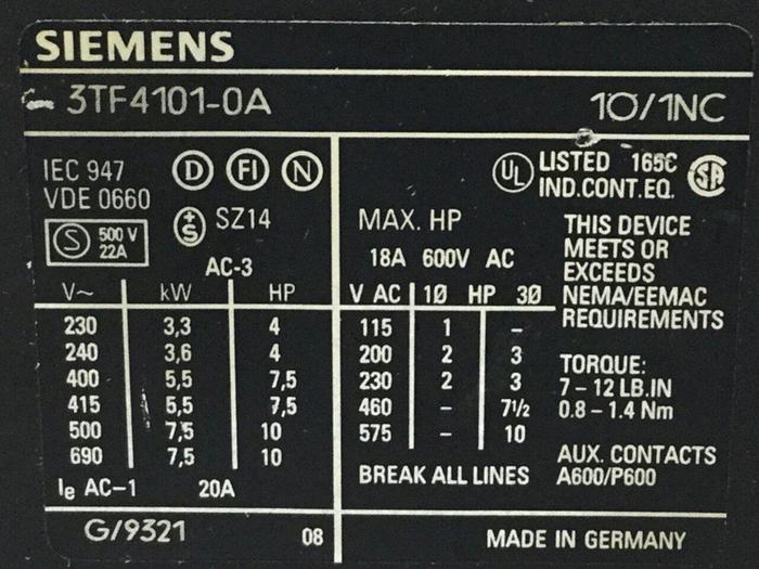 Used FUJI ELECTRIC Contactor SC-E02/G #103545