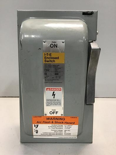 Used SIEMENS 60 Amp Safety Disconnect Switch F352 #130003