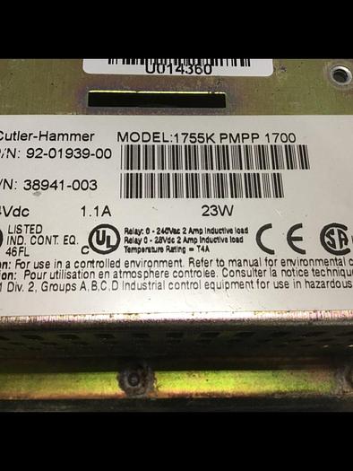 Used CUTLER HAMMER Power Pro Display 1755K PMPP 1700 #145017