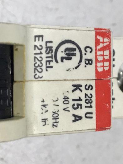 Used ABB Circuit Breaker 15 Amp S281U-K15A #119596