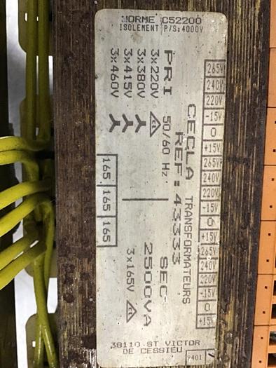 Used CECLA 2.5 kVA Transformer 43333 #104997