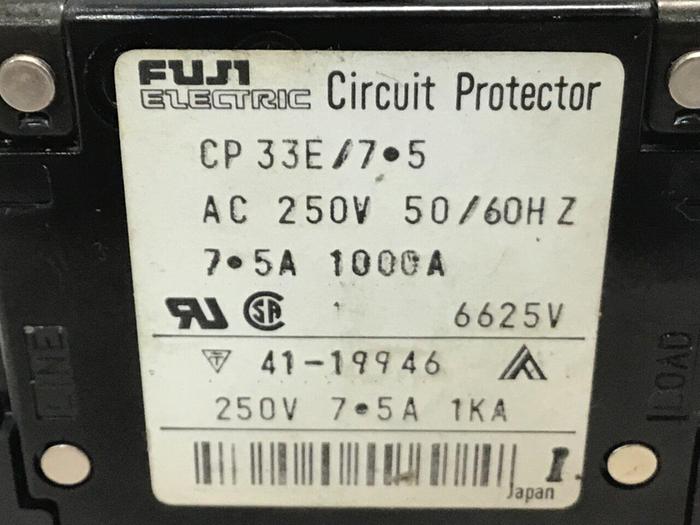 Used FUJI ELECTRIC 7.5 Amp Circuit Breaker CP33E/7.5 Used