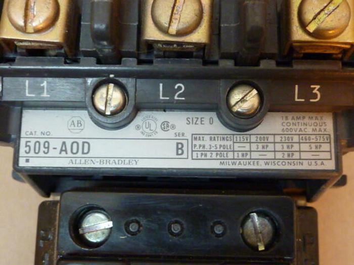 Used ALLEN BRADLEY Starter Size 0 509-AOD SER B W42 #33503