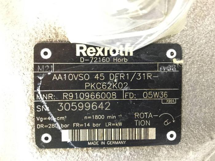 Used REXROTH Hydraulic Pump AA10VSO45DFR131RPKC62K02 Used
