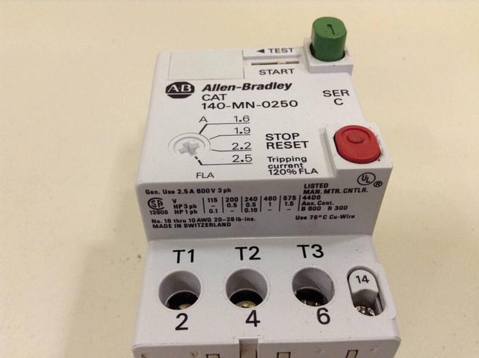 Used ALLEN BRADLEY Manual Motor Starter 140-MN-0250 SER C #79586