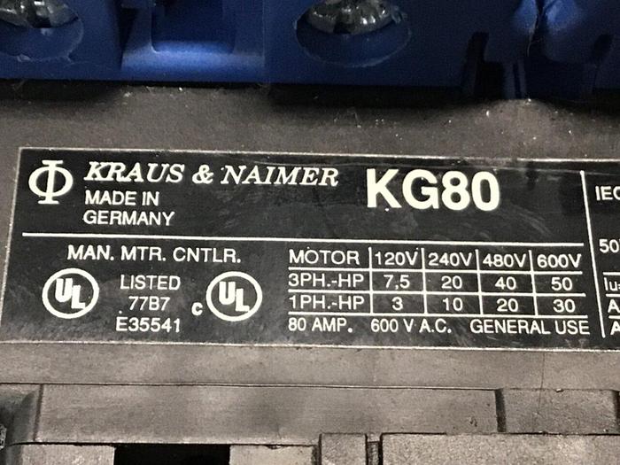 Used KRAUS & NAIMER Manual Motor Controller KG80 #123261